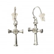 EARRINGS SILVER PL CROSS WITH ENDCAPS EARRINGS SILVER PL CROSS WITH ENDCAPS