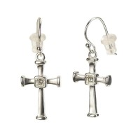 EARRINGS SILVER PL CROSS WITH ENDCAPS EARRINGS SILVER PL CROSS WITH ENDCAPS