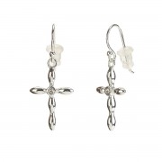 EARRINGS SILVER PL PETAL CROSS W/CRYSTAL EARRINGS SILVER PL PETAL CROSS W/CRYSTAL