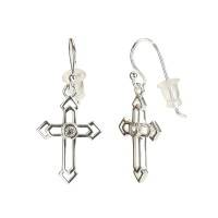 EARRINGS SILVER PL OPEN BUD CROSS EARRINGS SILVER PL OPEN BUD CROSS