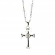 SILVER PL CROSS WITH ENDCAPS NECKLACE