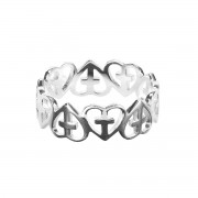 Ring Multi Heart Cross Size 9 Silver Ring Multi Heart Cross Size 9 Silver
