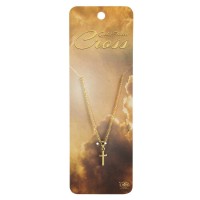 Necklace Mini Box Cross Gold Plated 18in