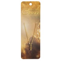 Necklace Mini Ribbon Cross Gold Plated