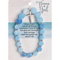 Bracelet Woman Of God Blue W/Cross