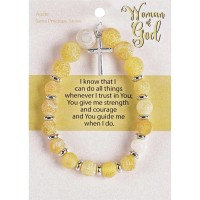 Bracelet Woman Of God Yellow W/Cross