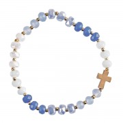 Stretch Bracelet Blue Gemstone/Cross