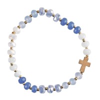 Stretch Bracelet Blue Gemstone/Cross