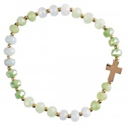Stretch Bracelet Green Gemstone/Cross