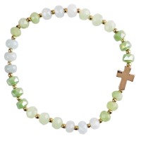 Stretch Bracelet Green Gemstone/Cross Stretch Bracelet Green Gemstone/Cross