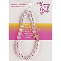 Stretch Bracelet Pink Gemstones W/Cross Stretch Bracelet Pink Gemstones W/Cross