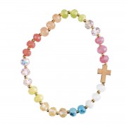 Stretch Bracelet Multi Gemstone/Cross