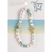 Stretch Bracelet Turquoise Stones/Cross