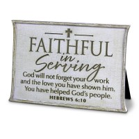 2pk -Plaque Faithful In Serving White 3 7/8in - (Pack of 2)