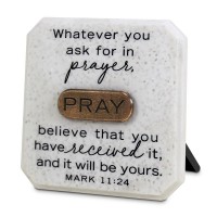 2pk -Tabletop Copper Stone Plaque Pray 3.75"H - (Pack of 2)