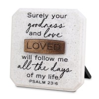 2pk -Tabletop Copper Stone Plaque Loved3.75"H - (Pack of 2)