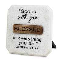2pk -Tabletop Copper Plaque Blessed 3.75H" - (Pack of 2)