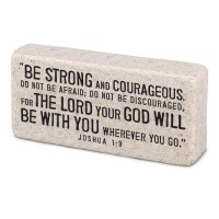 2pk -Scripture Block Strong And Courageous - (Pack of 2)