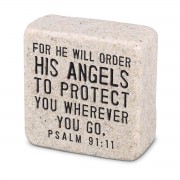 2pk -Tabletop Scripture Stone His Angel2.25"H - (Pack of 2) 2pk -Tabletop Scripture Stone His Angel2.25"H - (Pack of 2)