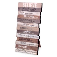 2pk -Tabletop Stack Plaque Believe Mdf 10"H - (Pack of 2)
