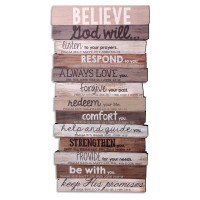 2pk -Wall Plaque Stacked Believe MDF 16.5H - (Pack of 2)