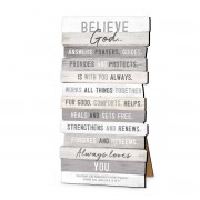 2pk -Tabletop Plaque Believe God MDF 10H - (Pack of 2)
