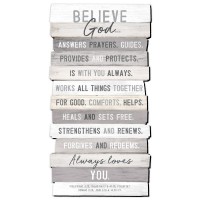 2pk -Wall Plaque Stacked Believe II MDF 16.5H - (Pack of 2)