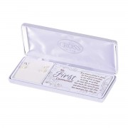 EAR-FirstCOM PRL/HRT DROP Silver Plated-SS POSTS