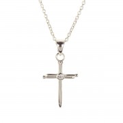 NAIL CROSS/CZ SILVER PLATE 18" CHAIN NAIL CROSS/CZ SILVER PLATE 18" CHAIN