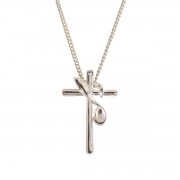 CROSS/NOTE SILVER PLATE 18" CHAIN CROSS/NOTE SILVER PLATE 18" CHAIN