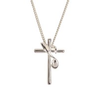 CROSS/NOTE SILVER PLATE 18" CHAIN