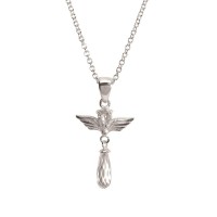 ANGEL/CZ GLASS TEAR SILVER PLATE 18"