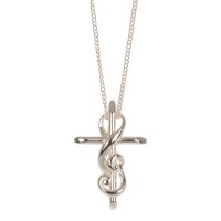 MOBIUS G CLEF/CROSS SILVER PLATE 18" MOBIUS G CLEF/CROSS SILVER PLATE 18"