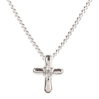 PETAL CROSS/CZ SILVER PLATE 16" CHAIN