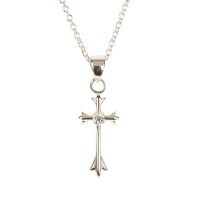 BUD CROSS/CZ SILVER PLATE 18" CHAIN BUD CROSS/CZ SILVER PLATE 18" CHAIN