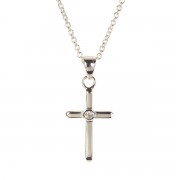 THIN BOX CROSS/CZ SILVER PLATE 18" CHAIN THIN BOX CROSS/CZ SILVER PLATE 18" CHAIN