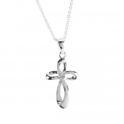 Necklace Ribbon Cross Silver-Plated 18in Necklace Ribbon Cross Silver-Plated 18in
