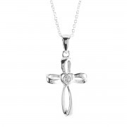 Necklace Ribbon Cross Heart-Center 18 In Necklace Ribbon Cross Heart-Center 18 In