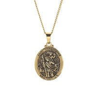 ST CHRISTOPHER OVAL MEDAL GOLD PLATE 18 ST CHRISTOPHER OVAL MEDAL GOLD PLATE 18