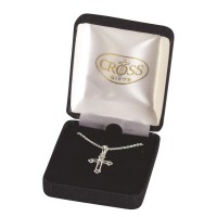 Necklace Silver Plate Open Bud Cross Necklace Silver Plate Open Bud Cross