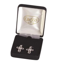 Earrings Silver Plate Open Petal Cross Earrings Silver Plate Open Petal Cross