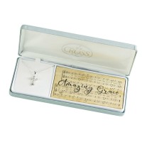 Necklace Amazing Grace Bud Cross 18in