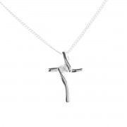 Necklace Curve Cross 18in Chain Necklace Curve Cross 18in Chain