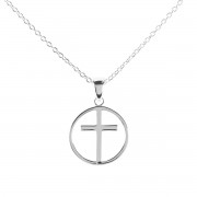 Necklace Open Circle/Cross 9/16In
