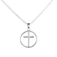 Necklace Open Circle/Cross 9/16In