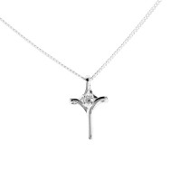 Necklace Mobius Cross Clear CZ