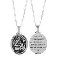 NK-ST FRANCIS OVAL MEDAL SIL PLT -18