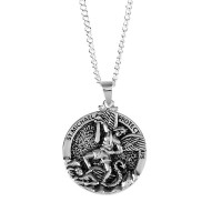 NK-ST MICHAEL ROUND MEDAL SIL PLT-24"