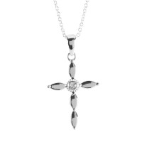 Necklace Petal Cross Silver-Plated 18 In