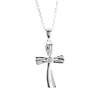 Necklace Bevel Cross Silver-Plated 18 In Necklace Bevel Cross Silver-Plated 18 In